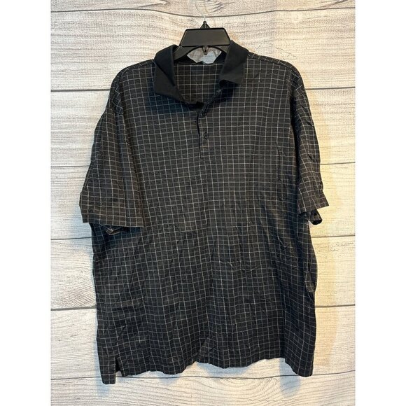 Bugatchi Uomo Mens Black & White Grid Polo Shirt Size XL - Picture 1 of 3